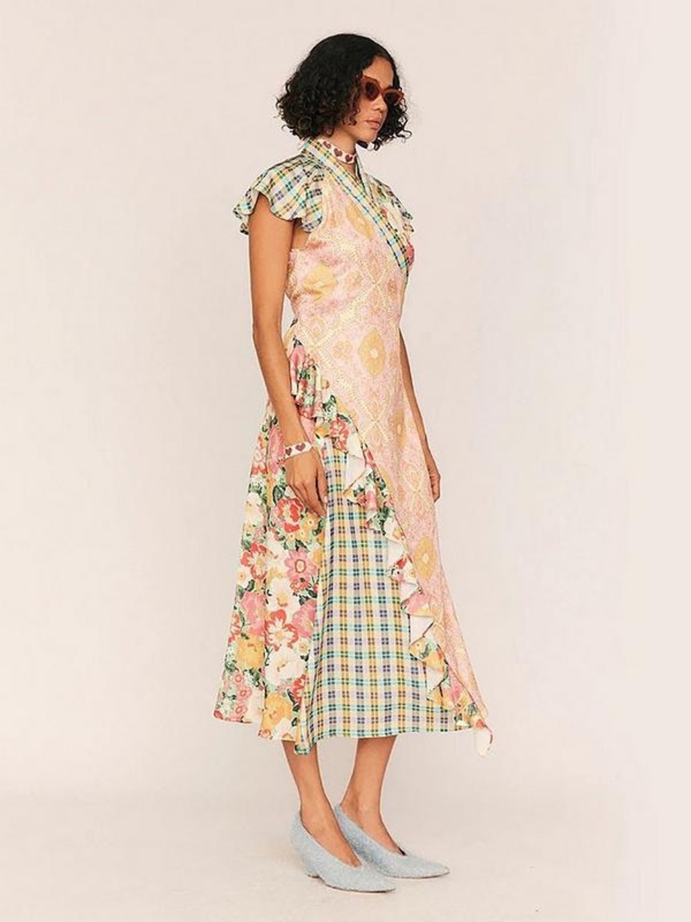 NEW Summery Copenhagen Leni Spliced Print Wrap Dress